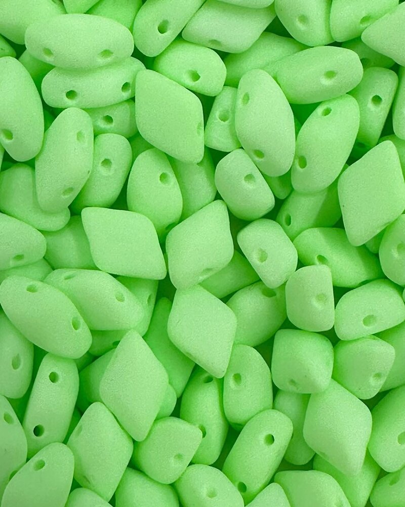 Two Hole Gemduo 8x5mm- Matte Neon Pastel Lime