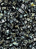 Half Tila 2 Hole (5mm): Smoky Black Picasso- 10 Grams