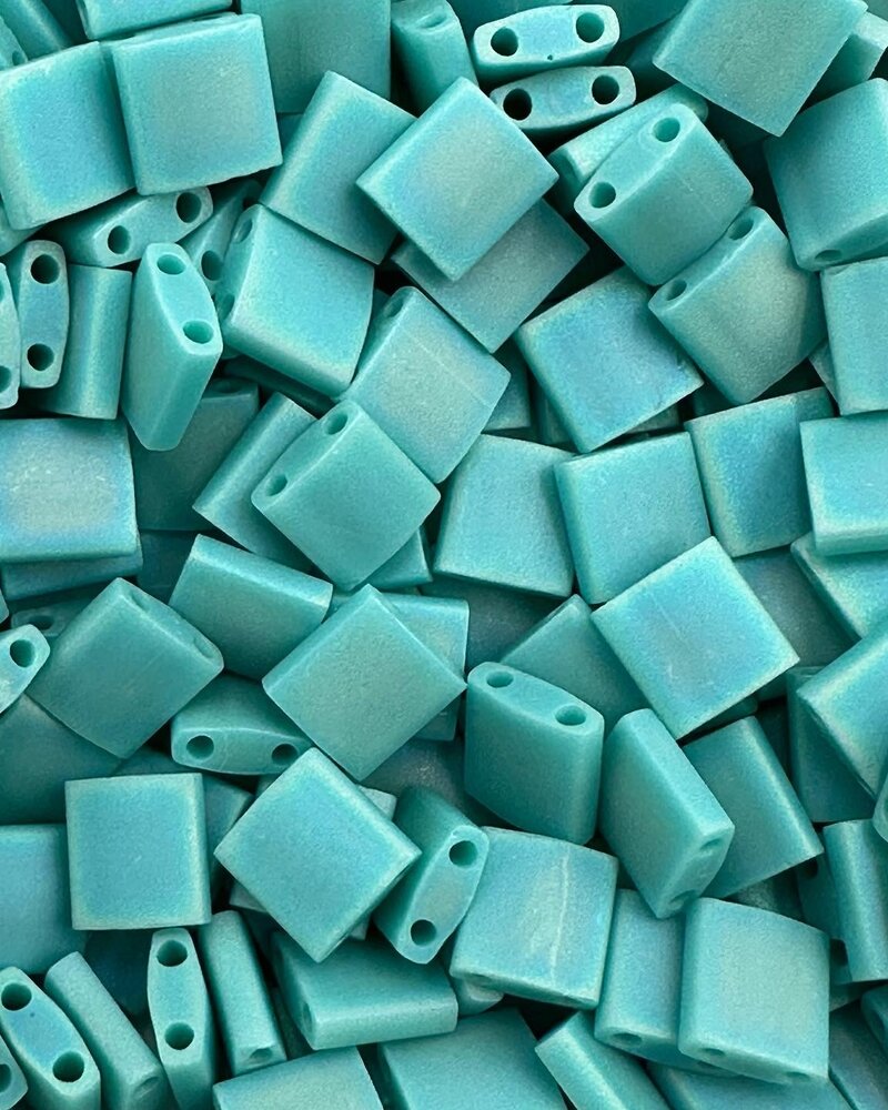 Tila 2 Hole (5mm): Matte Opaque Turquoise AB- 10 Grams