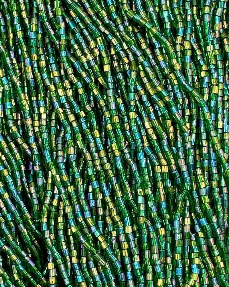 Size 11/0 2-Cut Hex Seed Beads- #418 Dark Kely Green Rainbow