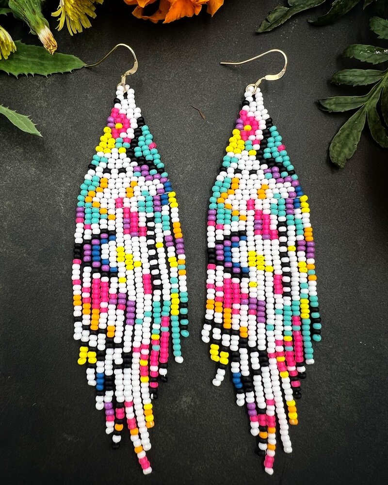 Jewelry Beaded Fringe Earrings-  Abstract Art