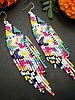 Jewelry Beaded Fringe Earrings-  Abstract Art