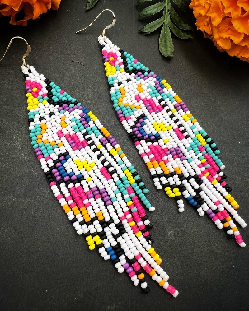 Jewelry Beaded Fringe Earrings-  Abstract Art