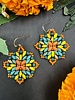 Jewelry Mandala Earrings- Mustard Teal