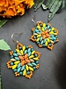 Jewelry Mandala Earrings- Mustard Teal