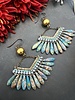 Jewelry Rustic Fan Earrings- Turquoise Poppy Seed
