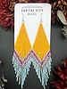 Jewelry Large Beaded Fringe Earrings- Yellow Ocean Mist