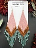 Jewelry Large Beaded Fringe Earrings- Champagne Seafoam