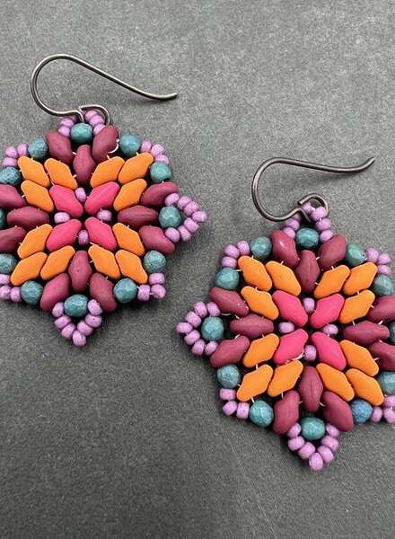 Jewelry Mandala Earrings- Maroon Wine