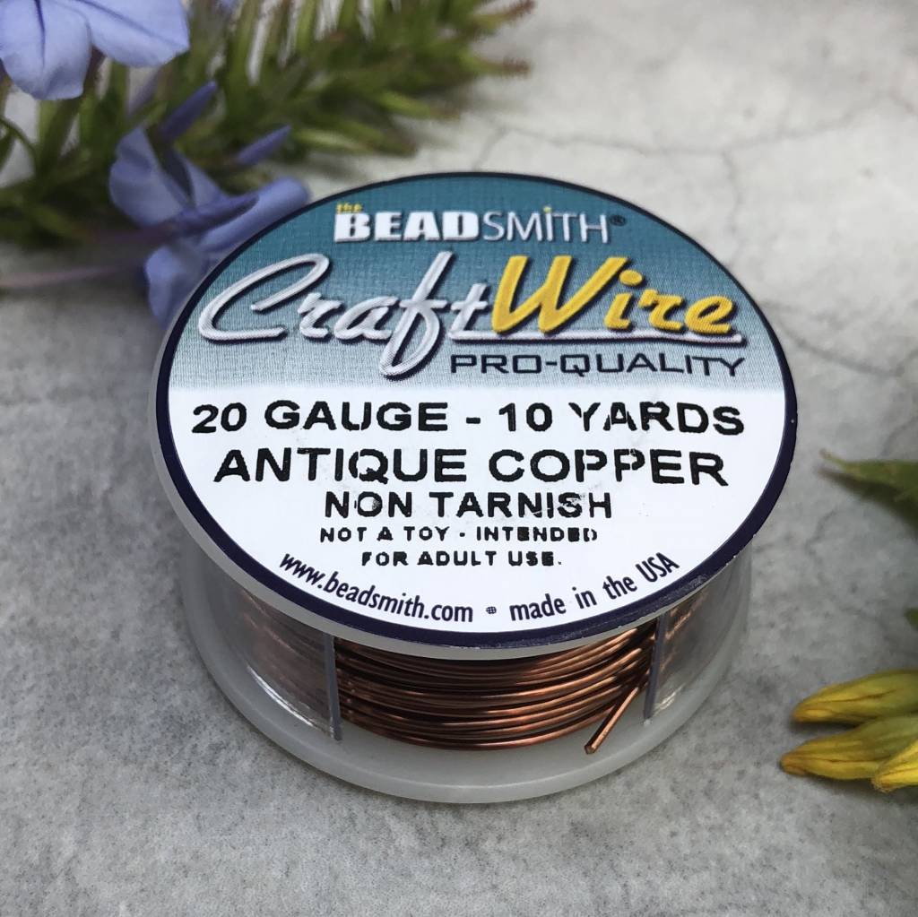 Beadsmith Craft Wire 20 Gauge Antique Copper Round 10 Yards for