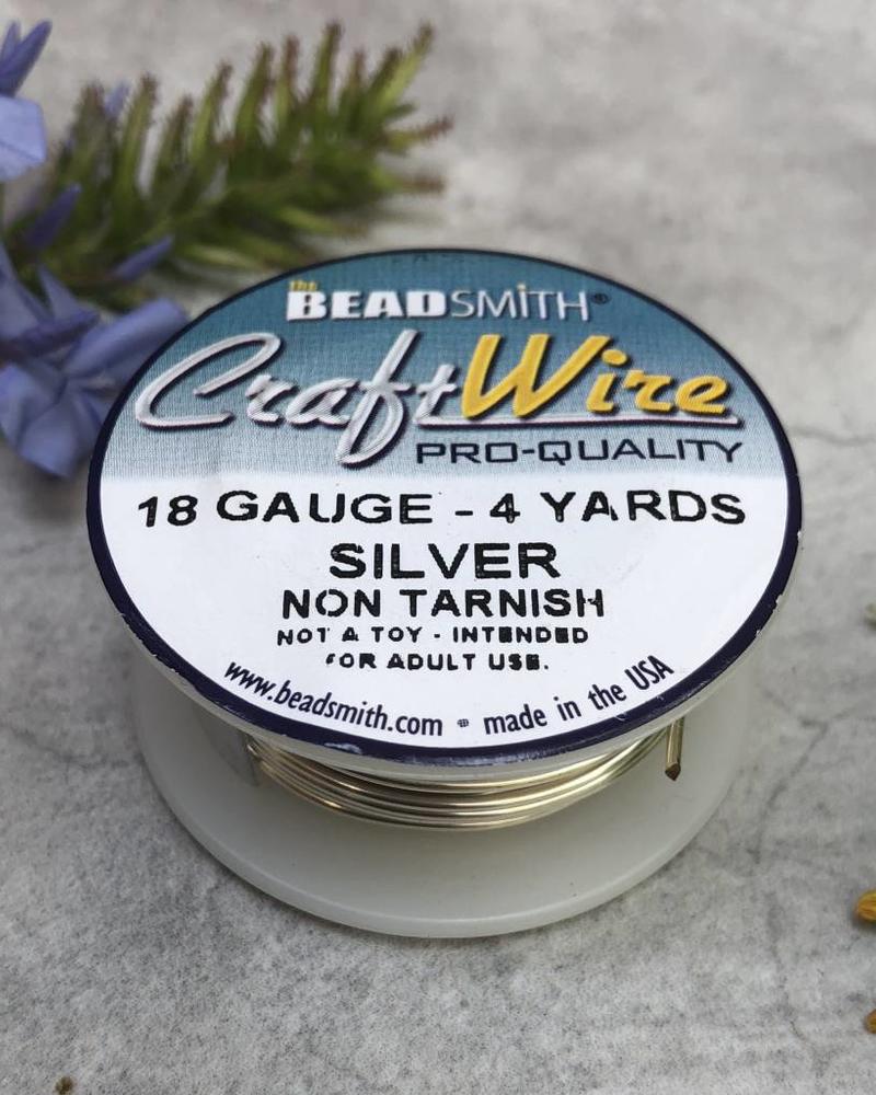 CRAFT WIRE 18GA ROUND 4YD NON TARNISH SILVER