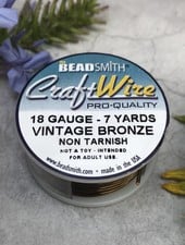 The Beadsmith Non-Tarnish Antique Vintage Bronze Brass Color Copper Craft Wire 18 Gauge - 7 Yards