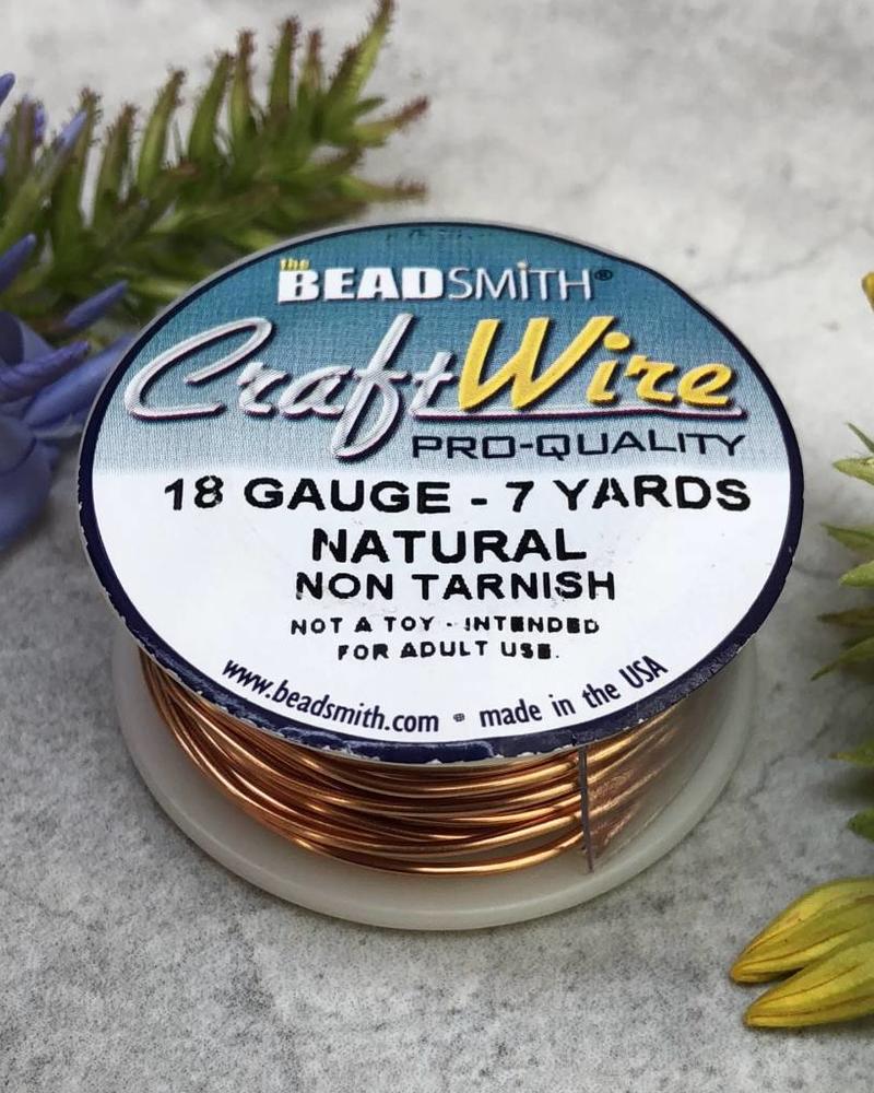 CRAFT WIRE 18GA ROUND 7YD NATURAL COPPER