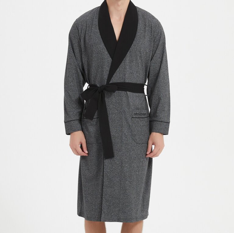 Ven Dave Ven Dave Mens Wrap Robe - Blue & Black - R05 -