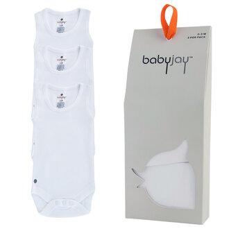 Baby Jay Baby Jay White Sleeveless Onesie - 3 Pack -