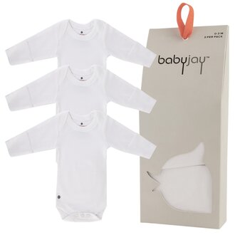 Baby Jay Baby Jay White Long Sleeve Onesie - 3 Pack - W/ Mittens -