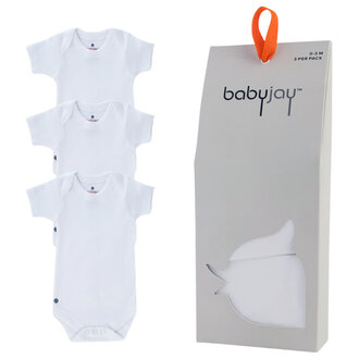 Baby Jay Baby Jay White Short Sleeve Onesie - 3 Pack -