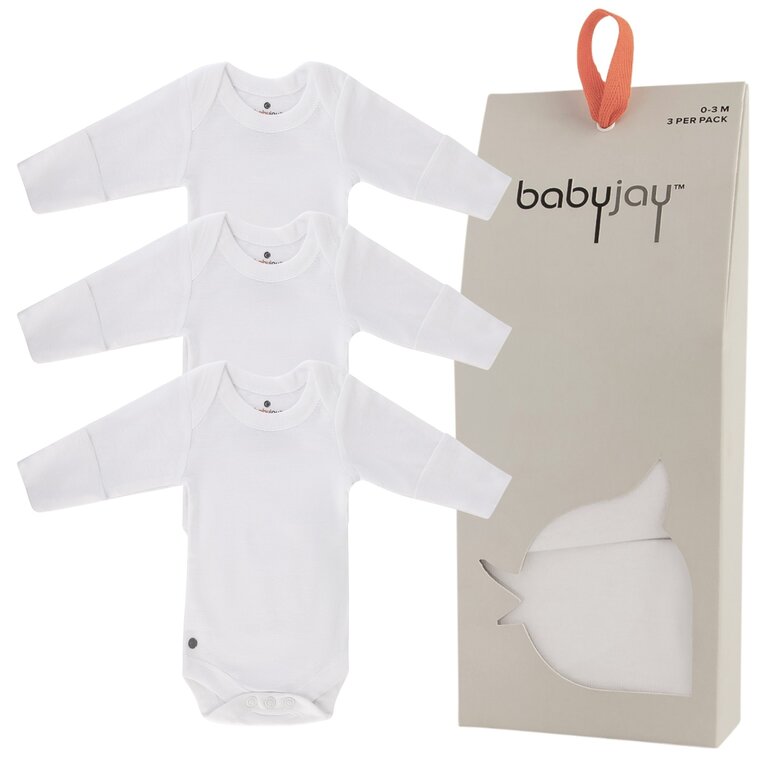 Baby Jay Baby Jay White Long Sleeve Onesie - 3 Pack -