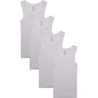 All Navy All Navy Boys White Undershirts - 4 Pack -