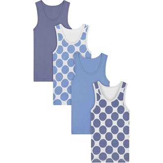 All Navy All Navy Boys Printed Undershirts - Polka Dot - 4 Pack -