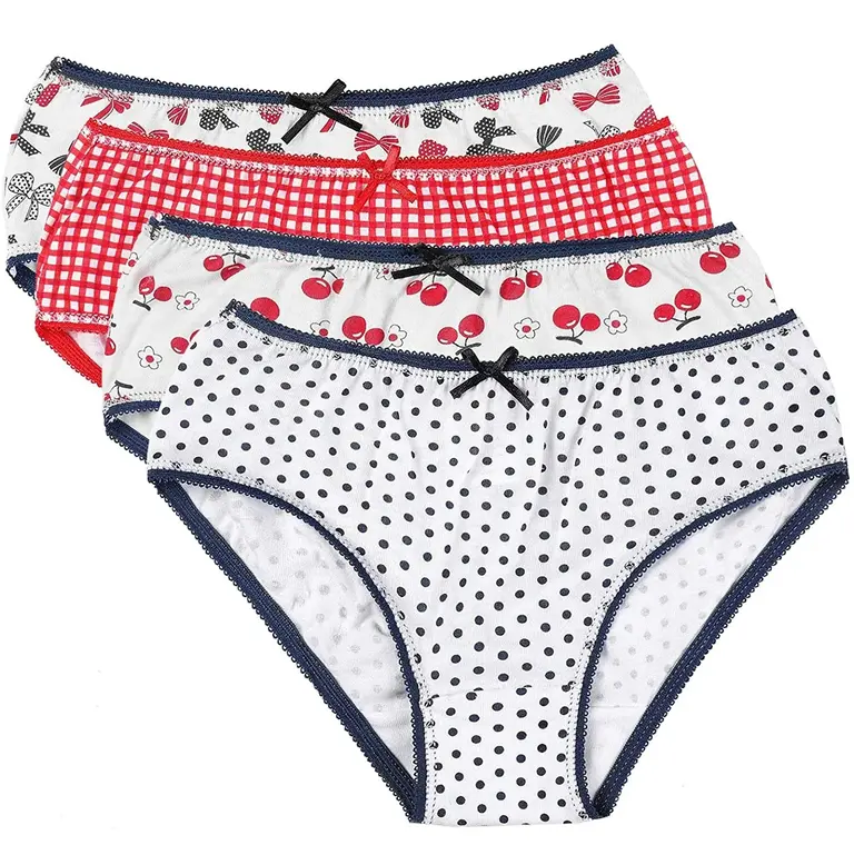 All Navy All Navy Girls Printed Briefs - 4 Pack -