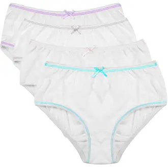 All Navy All Navy Girls White Briefs - 4 Pack -