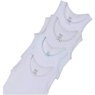 All Navy All Navy Girls White Undershirts - 4 Pack -