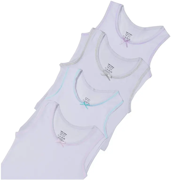 All Navy All Navy Girls White Undershirts - 4 Pack -