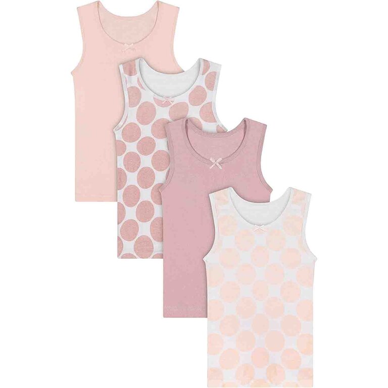 All Navy All Navy Girls Printed Undershirts - Polka Dot - 4 Pack -