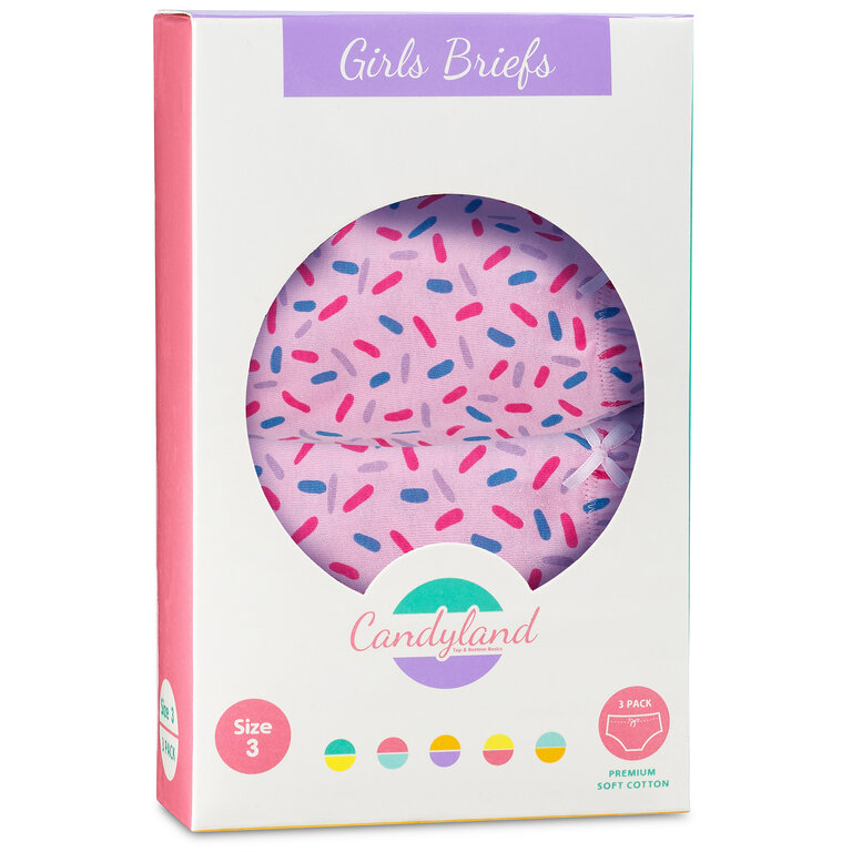 Candyland Candyland Girls Briefs - Sprinkle Design - 3 Pack -