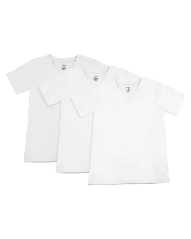 MeMoi MeMoi Boys V-Neck Short Sleeve Undershirts - 3 Pack - MKU1200 -