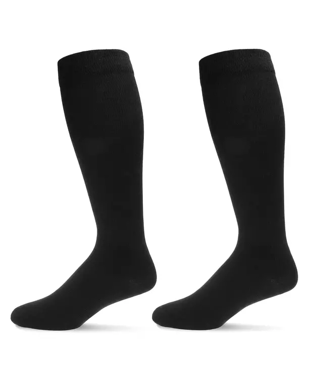 MeMoi MeMoi Mens Solid Cotton Black Compression Socks - 2 Pack - MM-4510 -