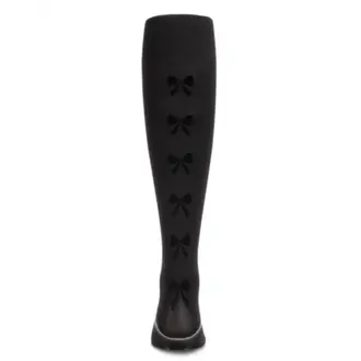 MeMoi MeMoi Girls Tights - Flocked Opaque Backseam Bow Design - MKF-4049 -