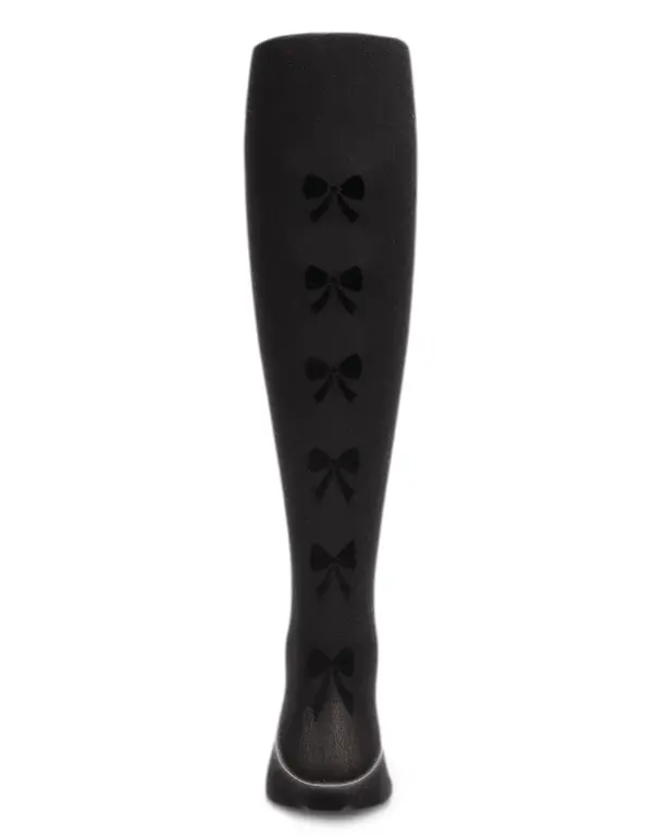 MeMoi MeMoi Girls Tights - Flocked Opaque Backseam Bow Design - MKF-4049 -