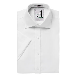 Alviso Alviso Boys 100% Cotton Non Iron White Shirt - Short Sleeve - Classic Fit -
