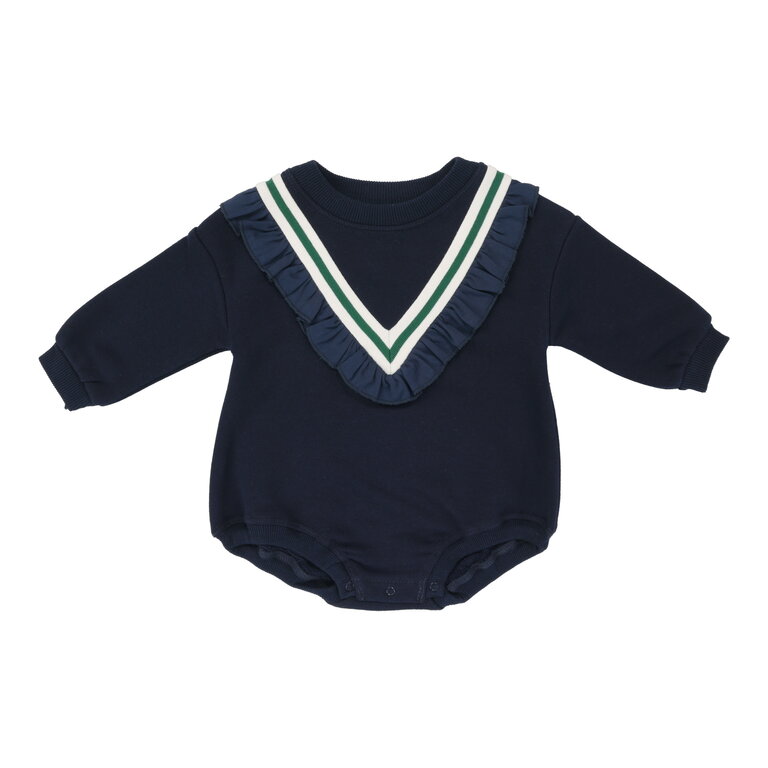 Lil Legs Lil Legs Varsity Ruffle Sweatshirt Romper - FW24 -
