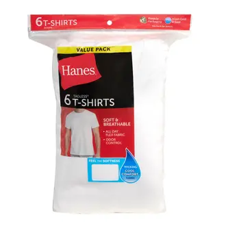 Hanes Hanes Mens Crew Neck T-Shirt - 6 Pack - 2135P6 -