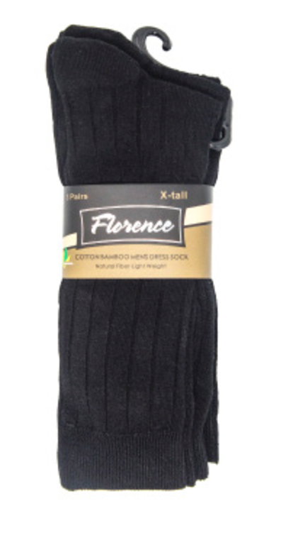 Florence Florence Mens Cotton Bamboo Dress Rib Socks - 3 Pack - 190 -