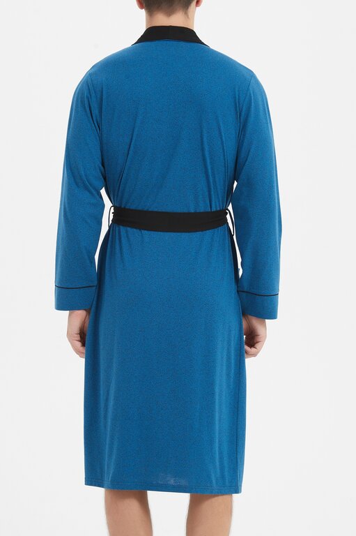 Ven Dave Ven Dave Mens Wrap Robe - Blue & Black - R05 -
