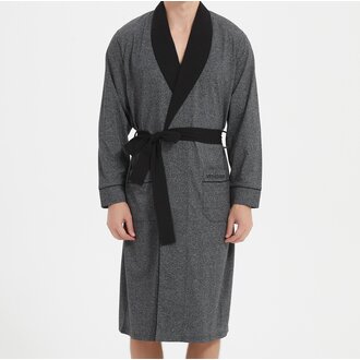 Ven Dave Ven Dave Mens Wrap Robe - Grey & Black - R06 - Ven Dave Ven Dave Mens Wrap Robe - Grey & Black - R06 -