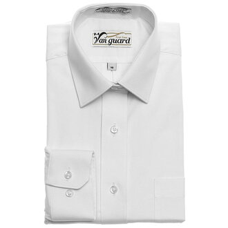 Van Guard Van Guard Mens White Shirt - Pinpoint - Right Over Left - Wrinkle Free -