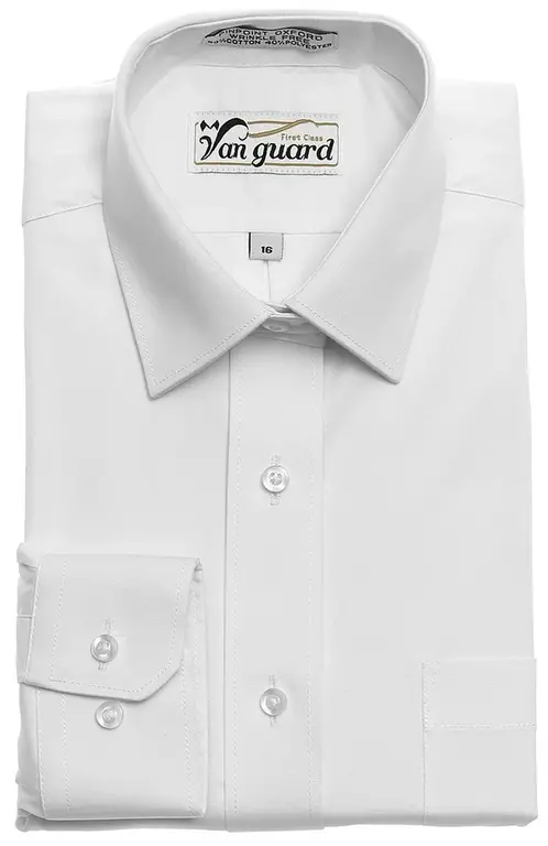Van Guard Van Guard Boys White Shirt - Pinpoint - Right over Left - Wrinkle Free