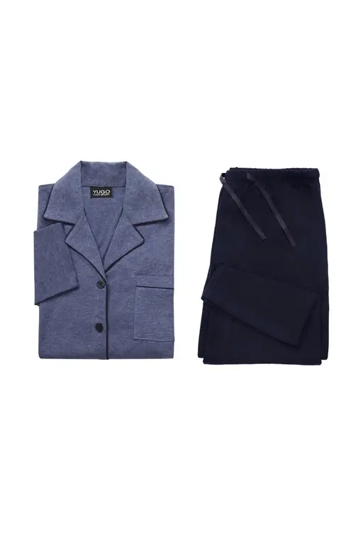 Yugo Sport Yugo Sport Button Down Knit Pajamas - Large Collar - 9192 -