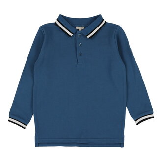 Lil Legs Lil Legs Thick White Stripe Polo - Long Sleeve - SS25 -