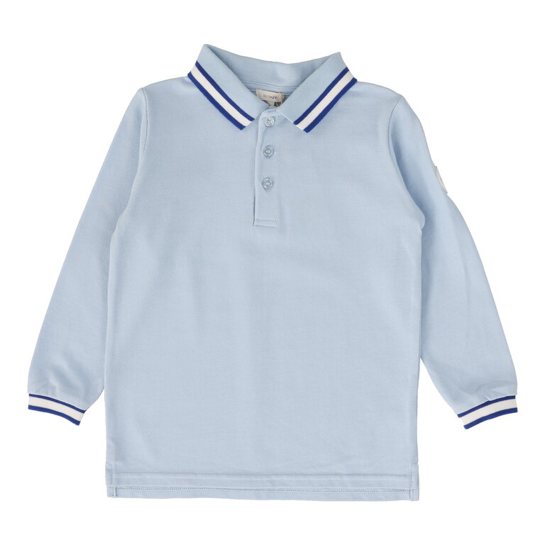 Lil Legs Lil Legs Thick White Stripe Polo - Long Sleeve - SS25 -