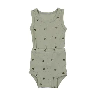 Bonjoy Bonjoy Scattered Leaf Print Romper - SL2045R - SS25 -