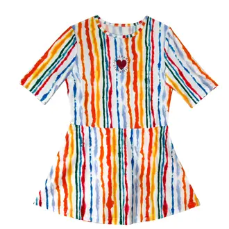 Jolie Enfants Jolie Enfants Girls Watercolor Stripe Swim Dress - SS2625 - SS25-S -