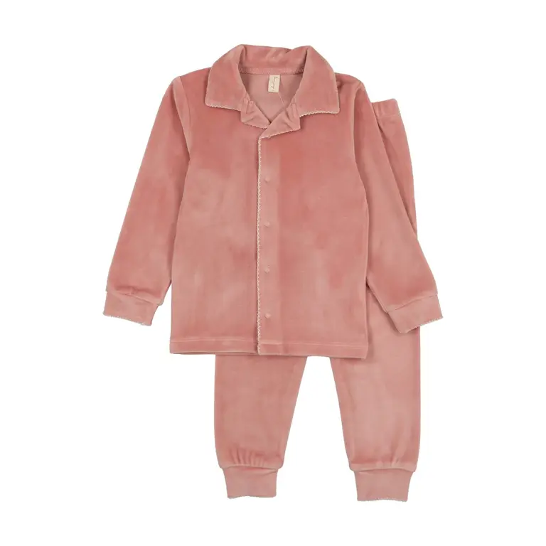 Bonjoy Bonjoy Velour Scalloped Collar Grandpa Pajamas - FW25 -