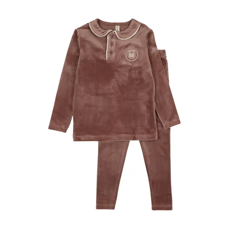 Bonjoy Bonjoy Velour Collar Emblem Pajamas - FW25 -