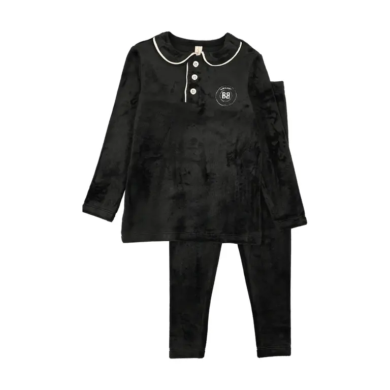 Bonjoy Bonjoy Velour Collar Emblem Pajamas - FW25 -